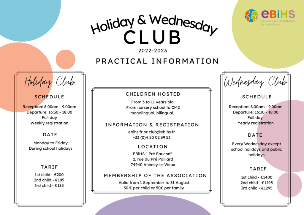 Practical info holiday wednesday club